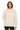 Female model wearing STATIC Bone Relax Hoodie – oversized fleece pullover with front pocket and bold white log